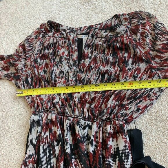 Max Studio red black tan LS dress Sz L - Picture 9 of 11